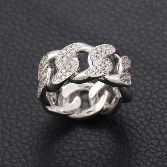 Classic Men's Miami Band Moissanite Ring S925 Sterling Silver (BMS123)