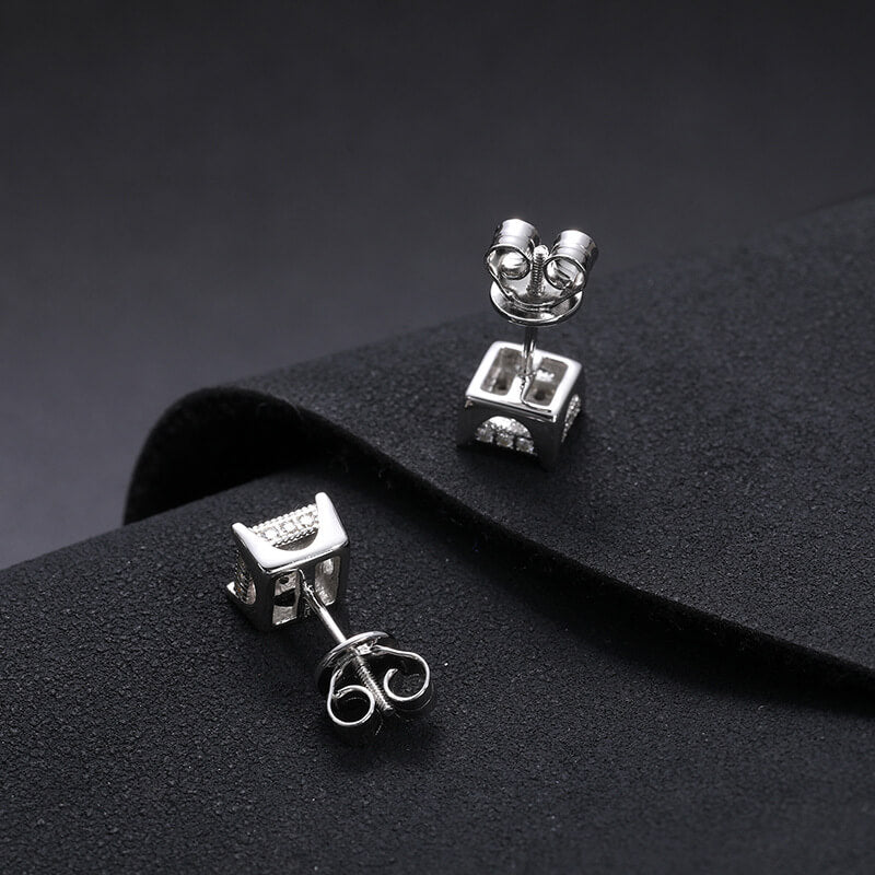 Classic Men's Studs Earrings Black Moissanite S925 Sterling Silver (BMS131)