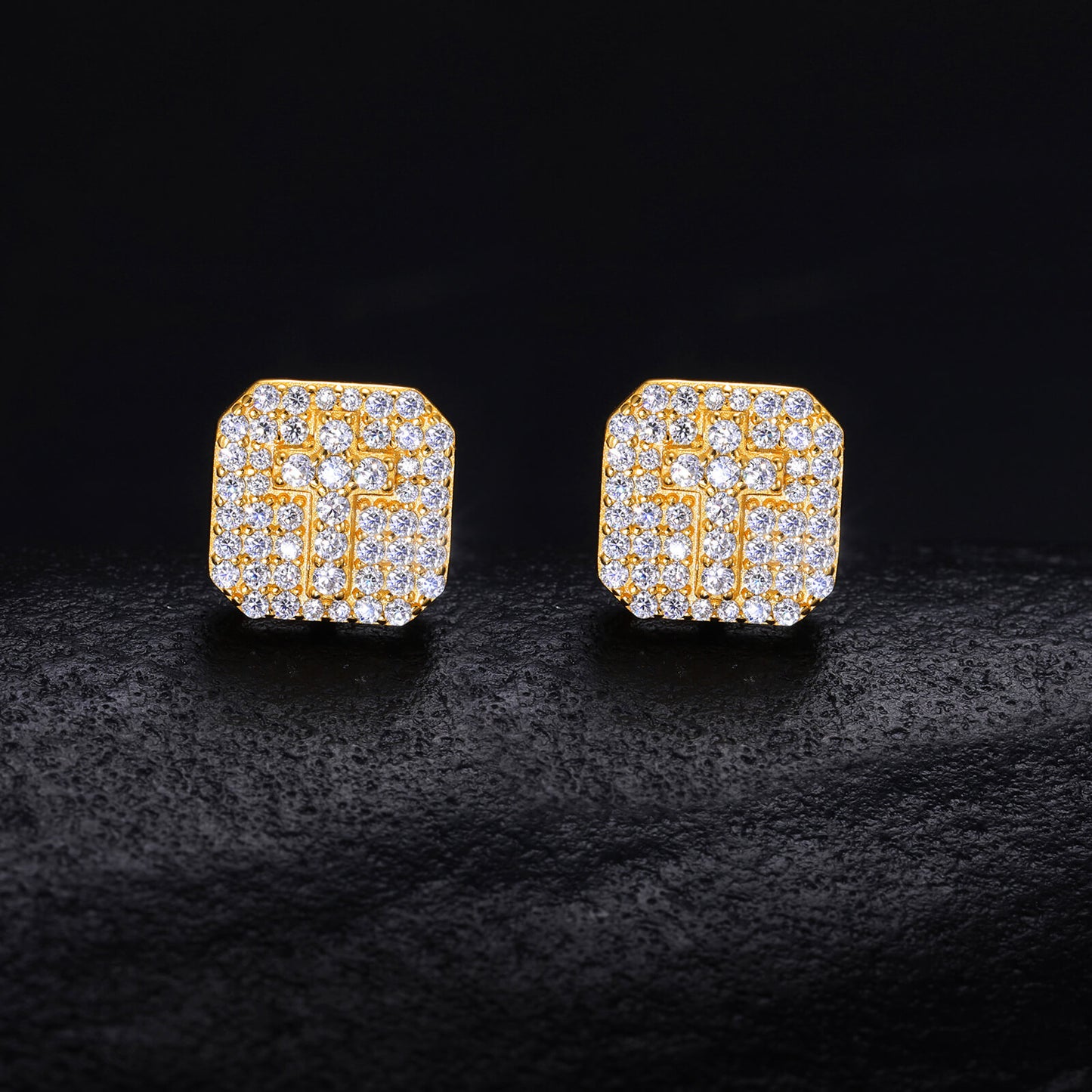 Classic Men's Studs Earrings Black Moissanite S925 Sterling Silver (BMS126)