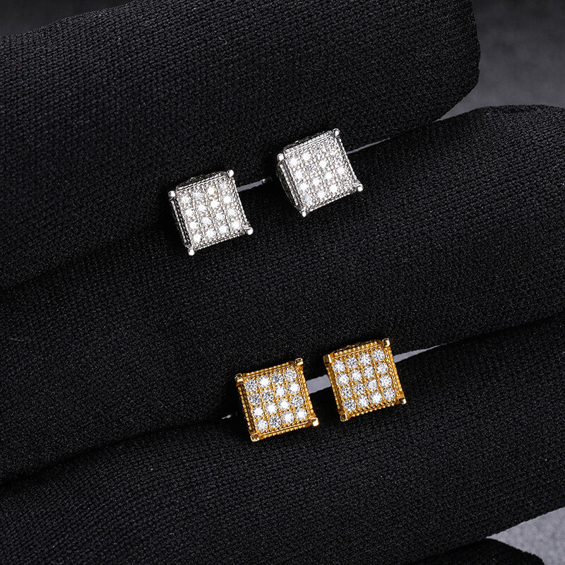 Classic Men's Studs Earrings Black Moissanite S925 Sterling Silver (BMS131)