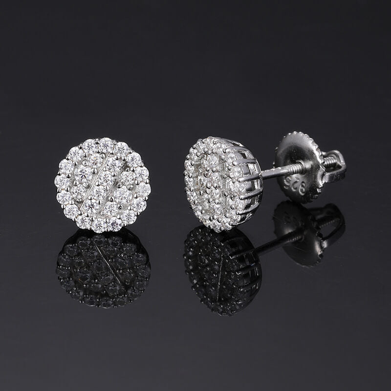 Classic Men's Studs Earrings Black Moissanite S925 Sterling Silver (BMS128)