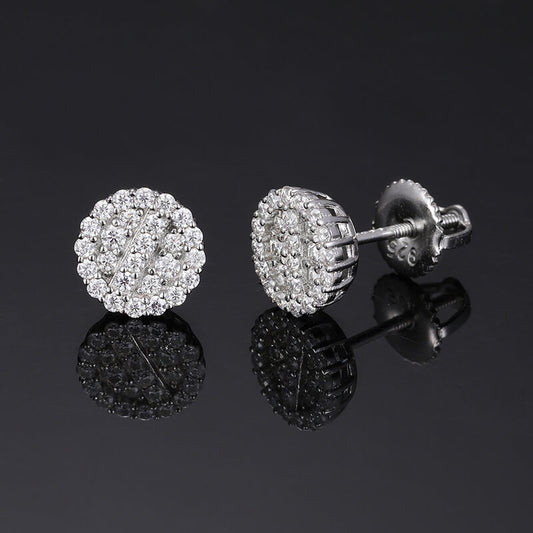Classic Men's Studs Earrings Black Moissanite S925 Sterling Silver (BMS128)