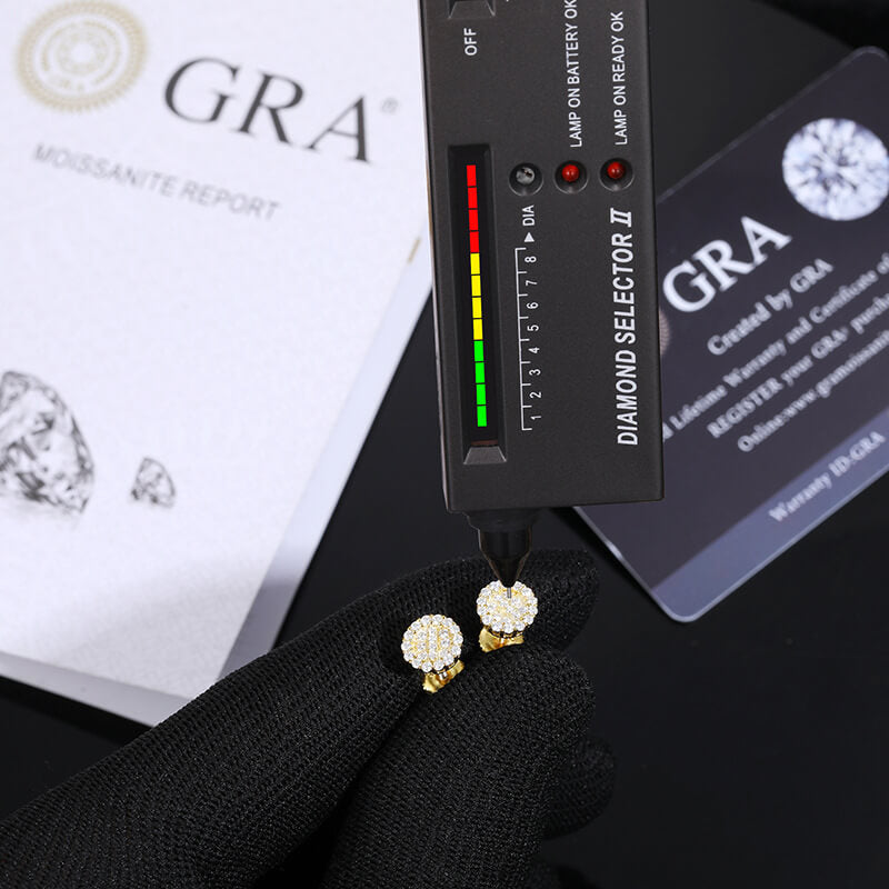 Classic Men's Studs Earrings Black Moissanite S925 Sterling Silver (BMS128)