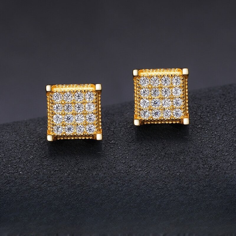 Classic Men's Studs Earrings Black Moissanite S925 Sterling Silver (BMS131)