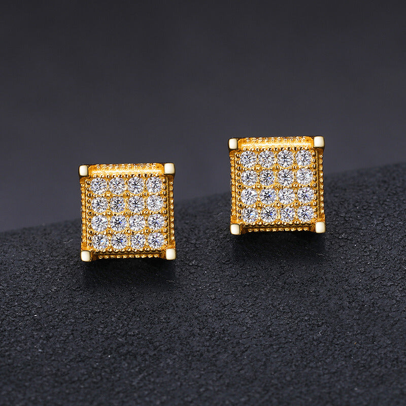 Classic Men's Studs Earrings Black Moissanite S925 Sterling Silver (BMS131)