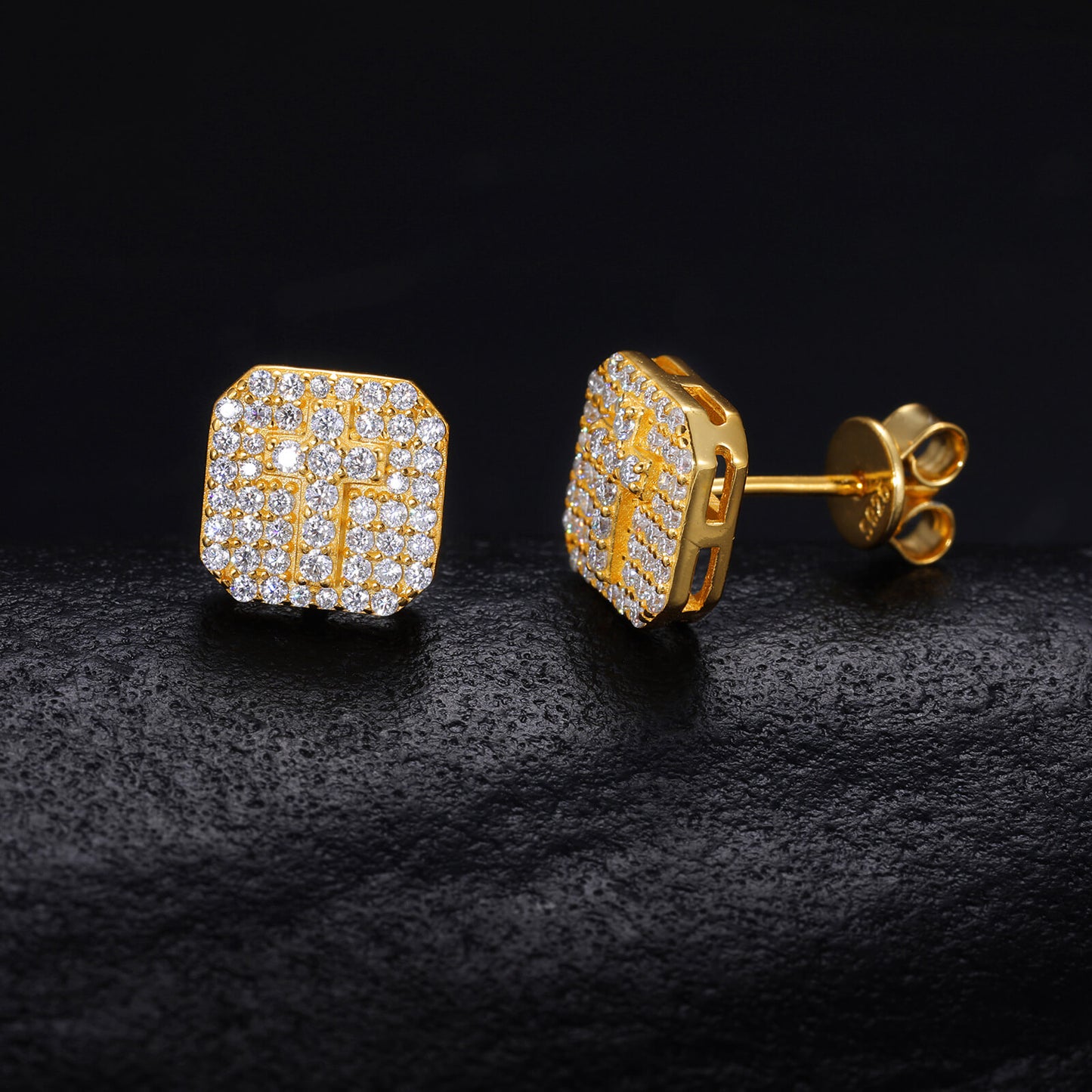 Classic Men's Studs Earrings Black Moissanite S925 Sterling Silver (BMS126)