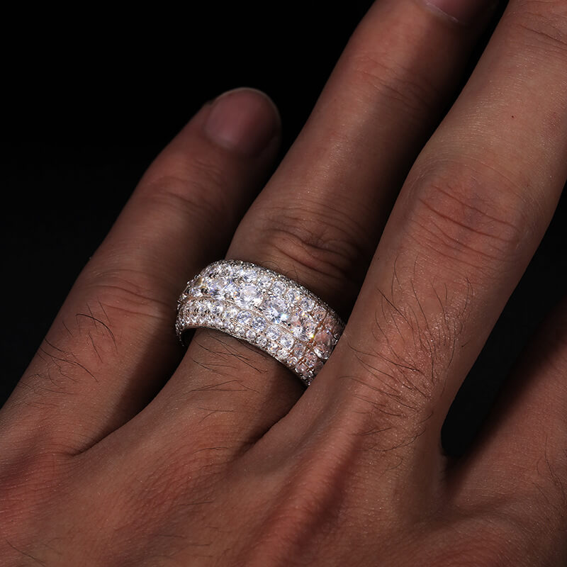 Classic Men's Eternity Rings Moissanite S925 Sterling Silver (BMS118)