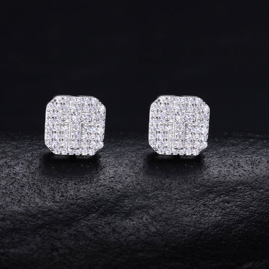 Classic Men's Studs Earrings Black Moissanite S925 Sterling Silver (BMS126)