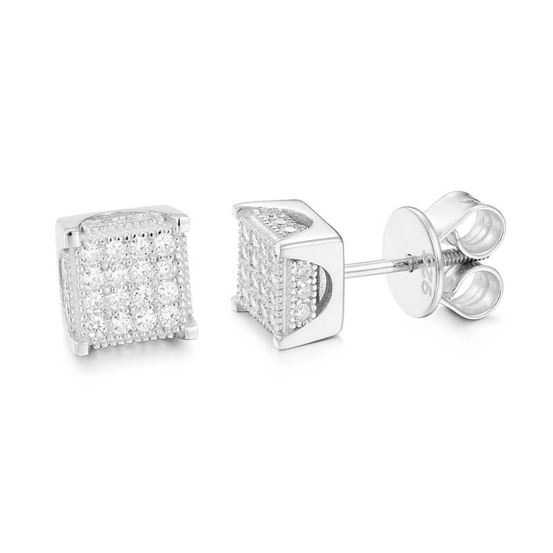 Classic Men's Studs Earrings Black Moissanite S925 Sterling Silver (BMS131)