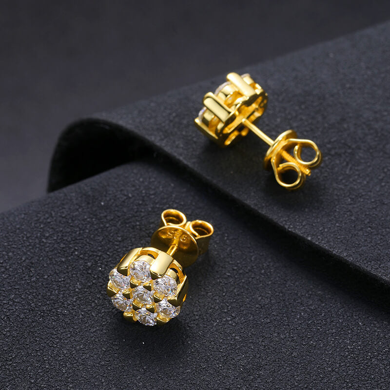 Classic Men's Studs Earrings Black Moissanite S925 Sterling Silver (BMS129)