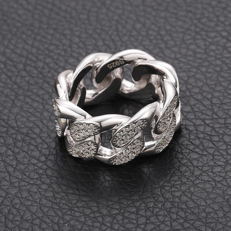 Classic Men's Miami Band Moissanite Ring S925 Sterling Silver (BMS123)