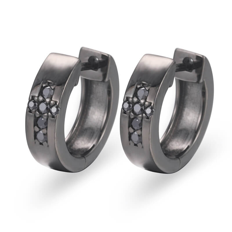 Classic Men's Studs Earrings Black Moissanite S925 Sterling Silver (BMS125)