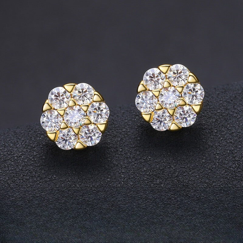 Classic Men's Studs Earrings Black Moissanite S925 Sterling Silver (BMS129)