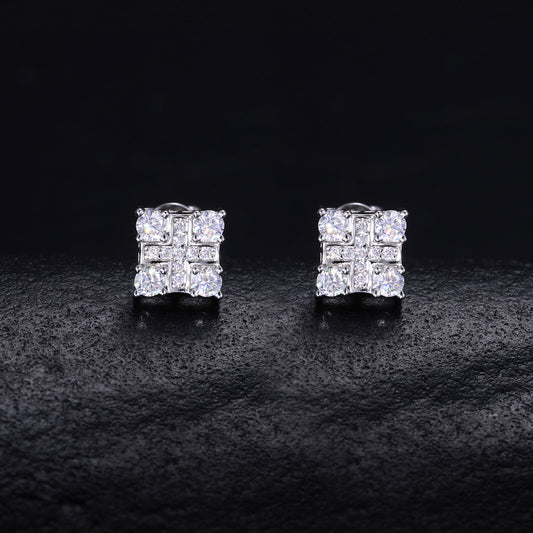 Classic Men's Studs Earrings Black Moissanite S925 Sterling Silver (BMS127)