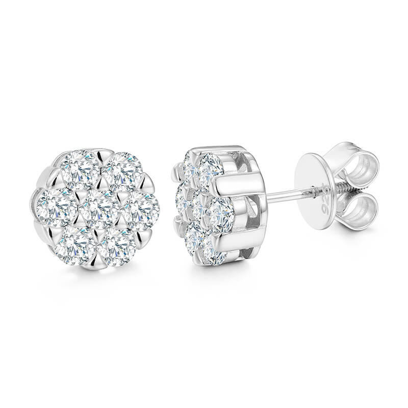 Classic Men's Studs Earrings Black Moissanite S925 Sterling Silver (BMS129)