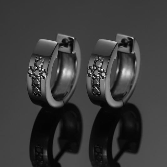 Classic Men's Studs Earrings Black Moissanite S925 Sterling Silver (BMS125)