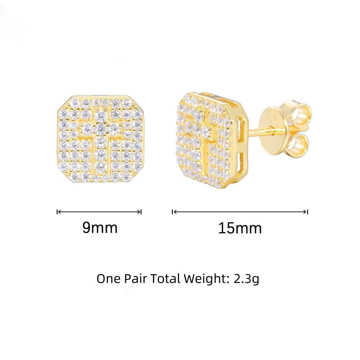 Classic Men's Studs Earrings Black Moissanite S925 Sterling Silver (BMS126)