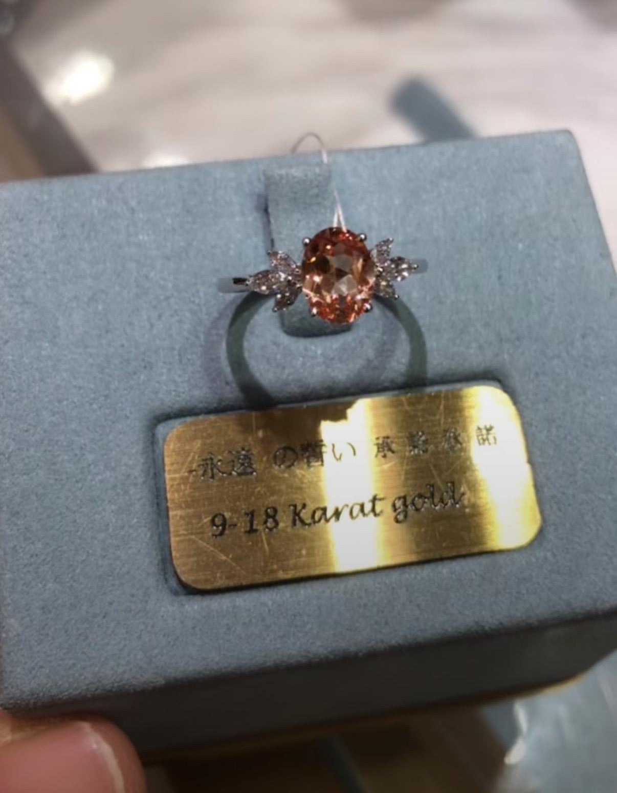 TIKTOK LIVESTREAM 10K white gold 0.8CT Lab pear cut coral pink as picture but pear shape east west size 3.5