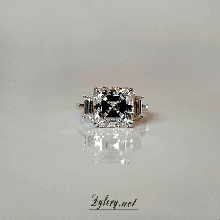 5CT Center Asscher Moissanite D VVS1, 14K Gold Asscher Cut, Moissanite Engagement Ring, GRA Certified,  Side Baguette Moissanite, Gift 4 Her
