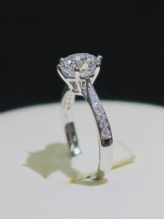 2ct E VVS2 Lab Diamond Solitaire Ring 14K Gold, Side Stones, IGI Certified ( RO 839 )