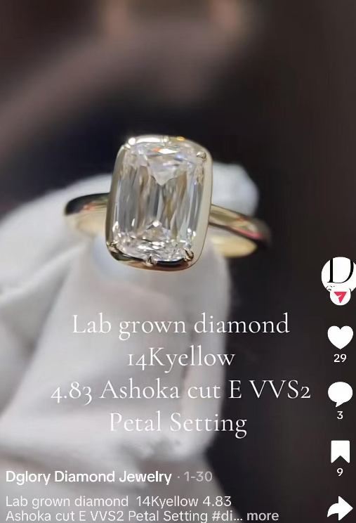 User 58 deposit for 10K band width 3mm yellow gold 5ct elongated cushion old mine cut E VS1 besel setting size size 6.25