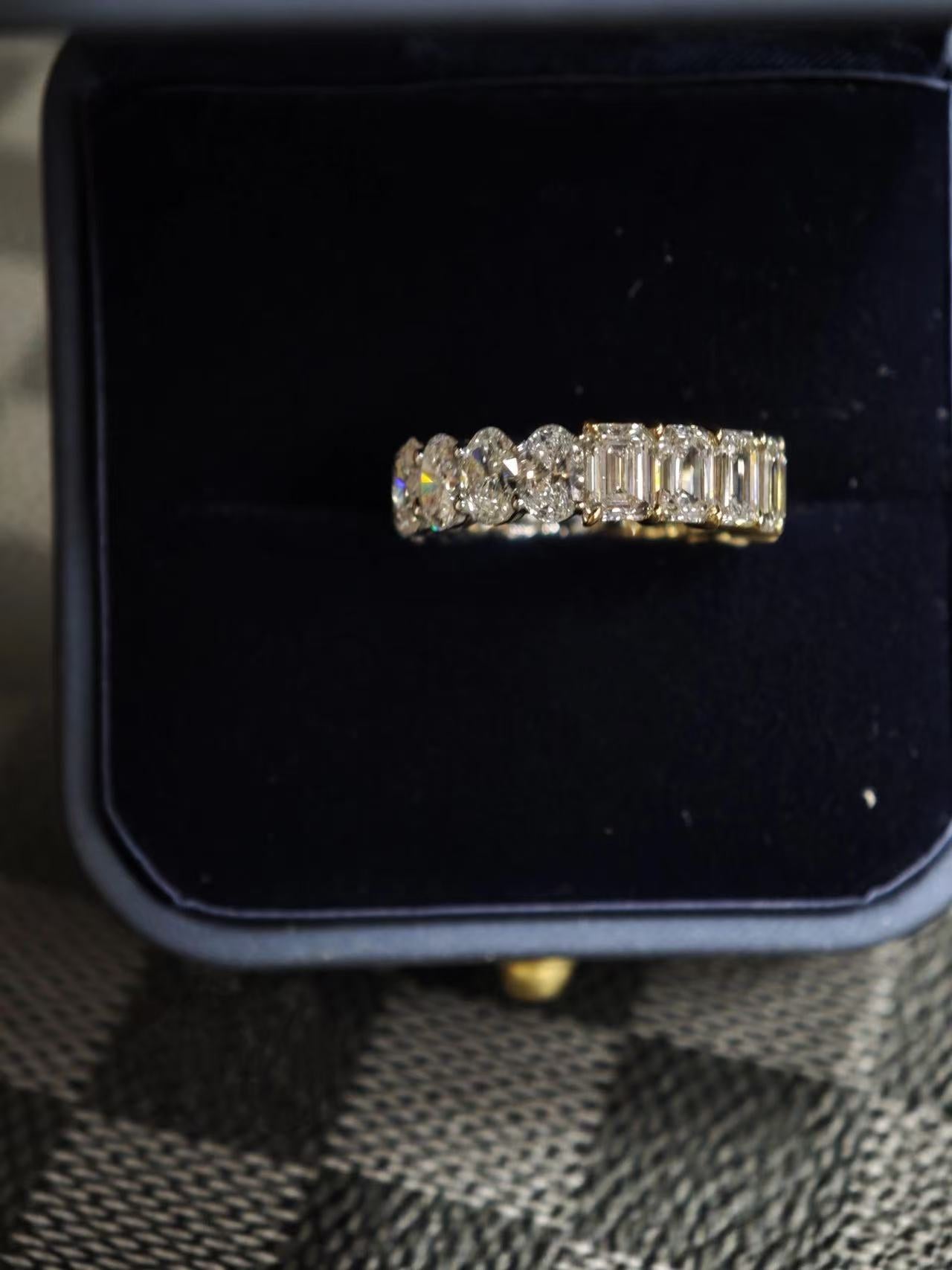 Solid 18K Gold Two-Tone Lab Diamond Eternity Band Ring (BMX 0980)