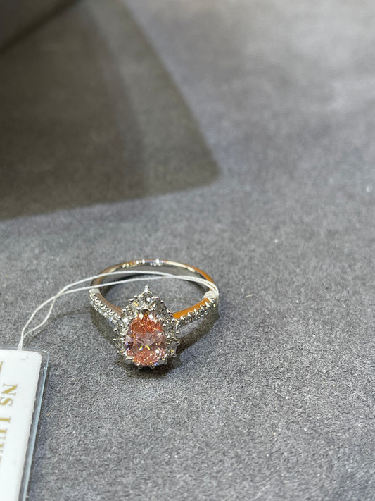 Tiktok Livestream Lab Grown Pink Diamond Ring, Pt950 1.06ct central stone, 0.582tcw size 5