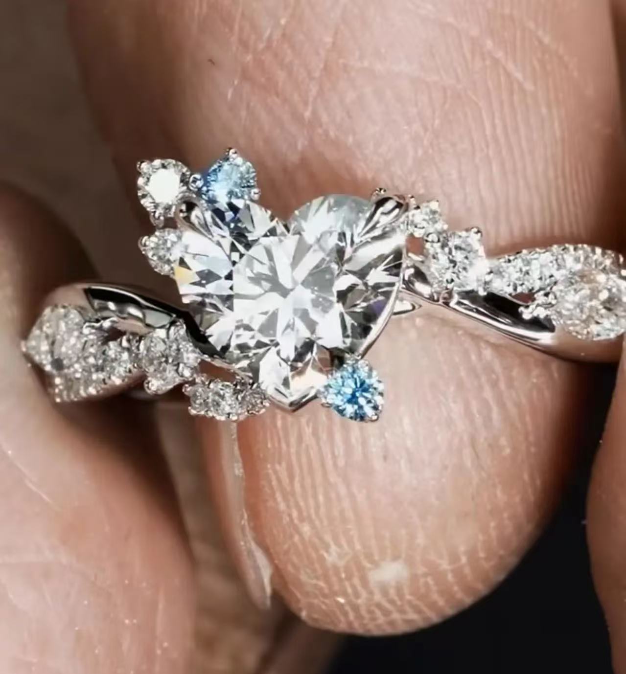 K TIKTOK LIVESTREAM  Semi mount for 1ct 14K White Gold Heart Shape cutting Lab Diamond Engagement Ring, 14K Gold, E Color VS1 clarity nature inspired  ring size 5.75