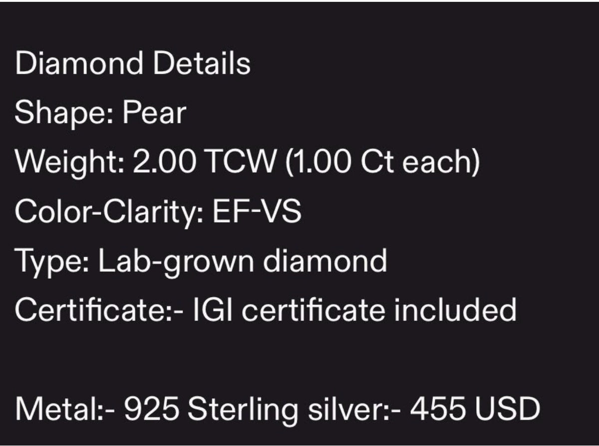 Lit TIKTIOK LIVESTREAM  2pairs earrings 1 for siver pear shape 2.0tcw(1.0ct each piece ) EF VS earrings studs lab diamond igi certificate  and 1 pair moissanite 4ct earrings 4ct GRA