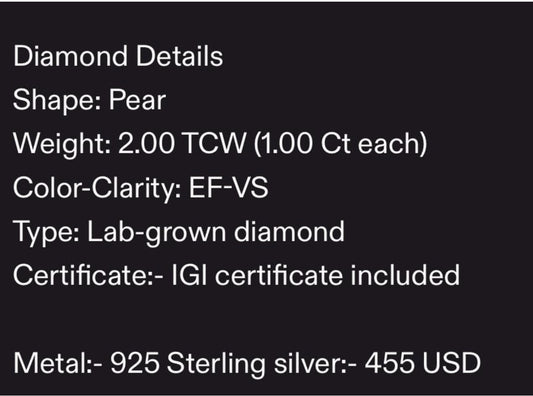 Lit TIKTIOK LIVESTREAM  2pairs earrings 1 for siver pear shape 2.0tcw(1.0ct each piece ) EF VS earrings studs lab diamond igi certificate  and 1 pair moissanite 4ct earrings 4ct GRA