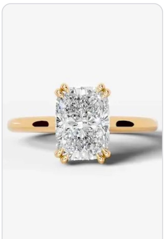 KIK TIKTOK LIVESTREAM 2-1 deposit LINK , solid 14K yellow Gold 4ct Elongated cushion 1.4 ratio E vvs2 size 7