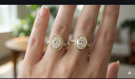 JEA deposit link 4K yellow gold 5ct moval cut E VS1 3EX cut with halo around the bezel no paved band lab diamond with IGI Certificate size 8.5  +hidden-halo 4-prong studs Oval 3ct each E VVS1 screw back 6ctw