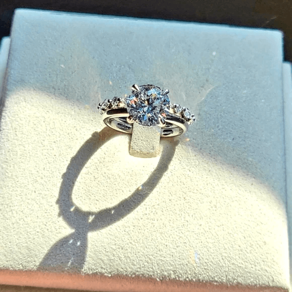 Solid 14k Gold 2.6ct (E VVS2) Lab Round Diamond Ring and Lab Marquise/Round Diamond Band( RO 835 )
