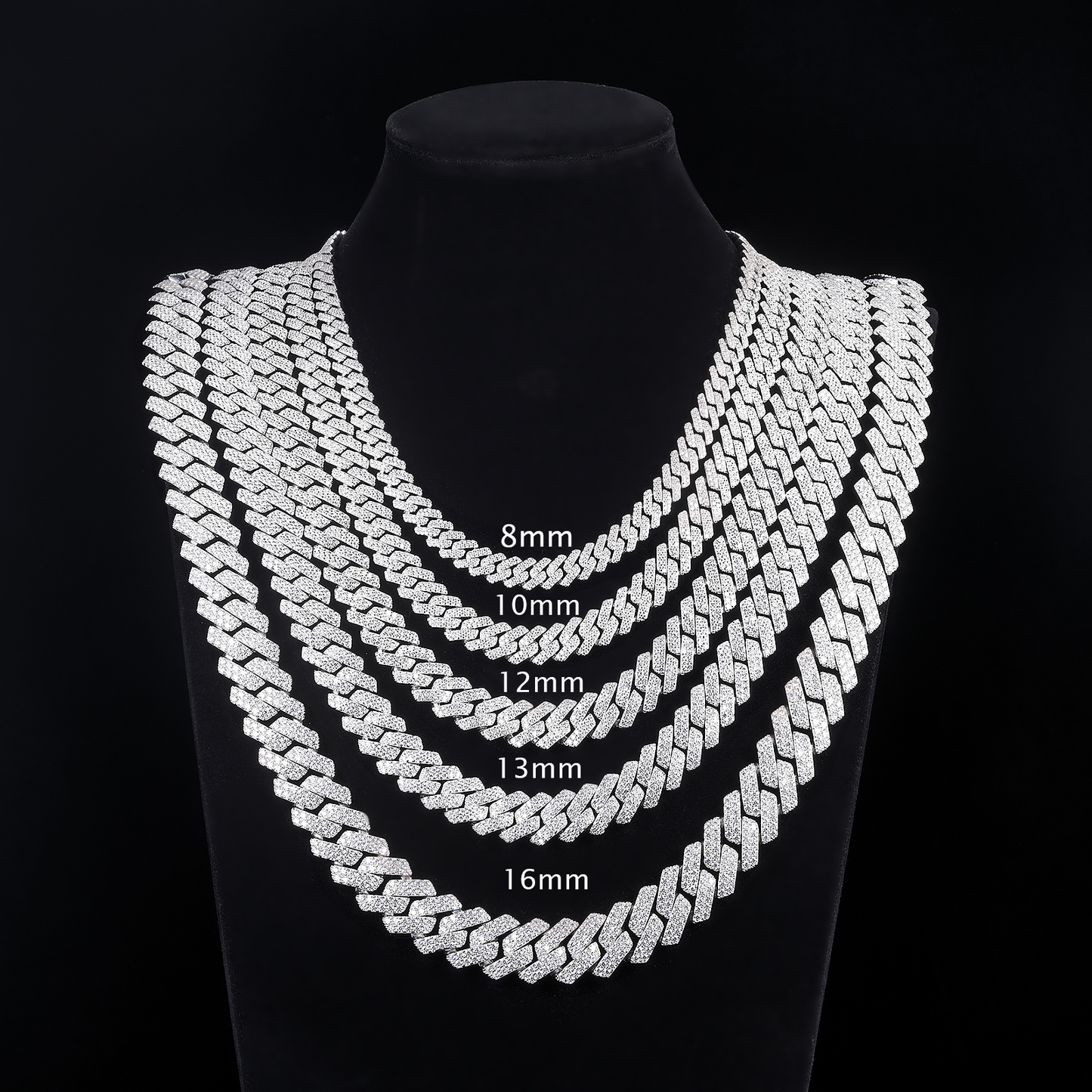 MOISSANITE Prong 16mm Rounded Prong Cuban Link Chain Necklace Choker Bracelet,Solid 925 Sterling Silver,7"-24" Lengths,PASSES DIAMOND Tester