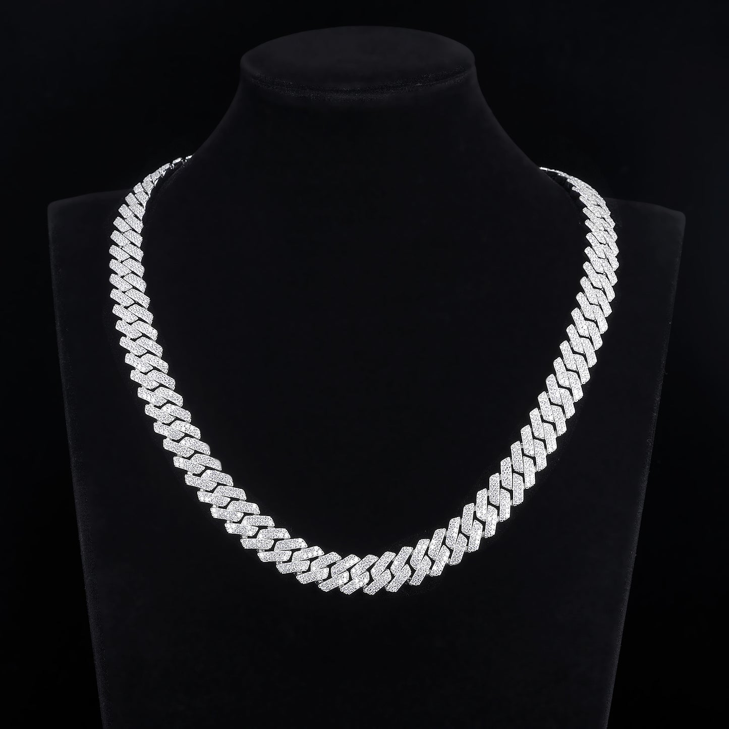 MOISSANITE Prong 12mm Rounded Prong Cuban Link Chain Necklace Choker Bracelet,Solid 925 Sterling Silver6.5"-24" LengthsPASSES DIAMOND Tester