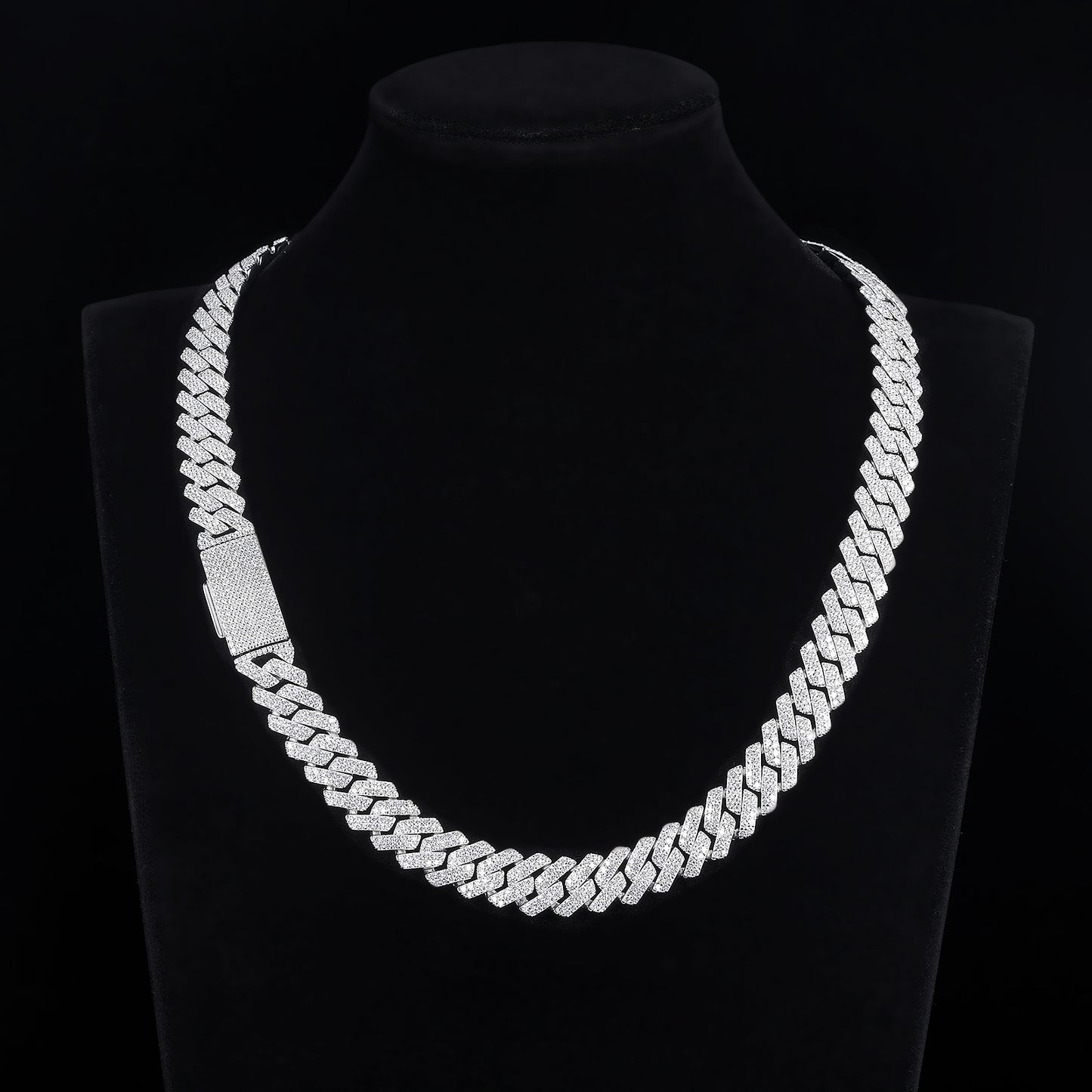 MOISSANITE Prong 12mm Rounded Prong Cuban Link Chain Necklace Choker Bracelet,Solid 925 Sterling Silver6.5"-24" LengthsPASSES DIAMOND Tester