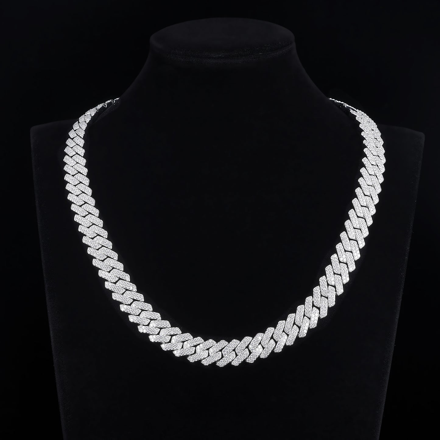 MOISSANITE Prong 13mm Rounded Prong Cuban Link Chain Necklace Choker Bracelet,Solid 925 Sterling Silver,7"-24" Lengths,PASSES DIAMOND Tester