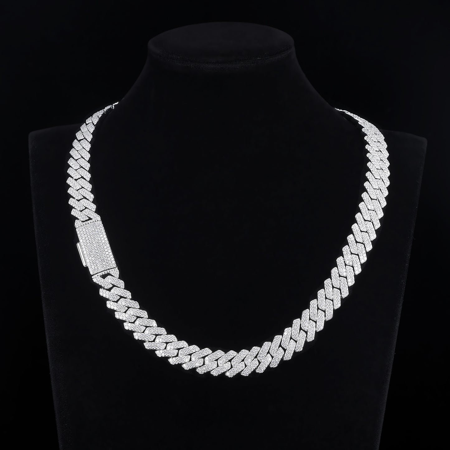 MOISSANITE Prong 13mm Rounded Prong Cuban Link Chain Necklace Choker Bracelet,Solid 925 Sterling Silver,7"-24" Lengths,PASSES DIAMOND Tester