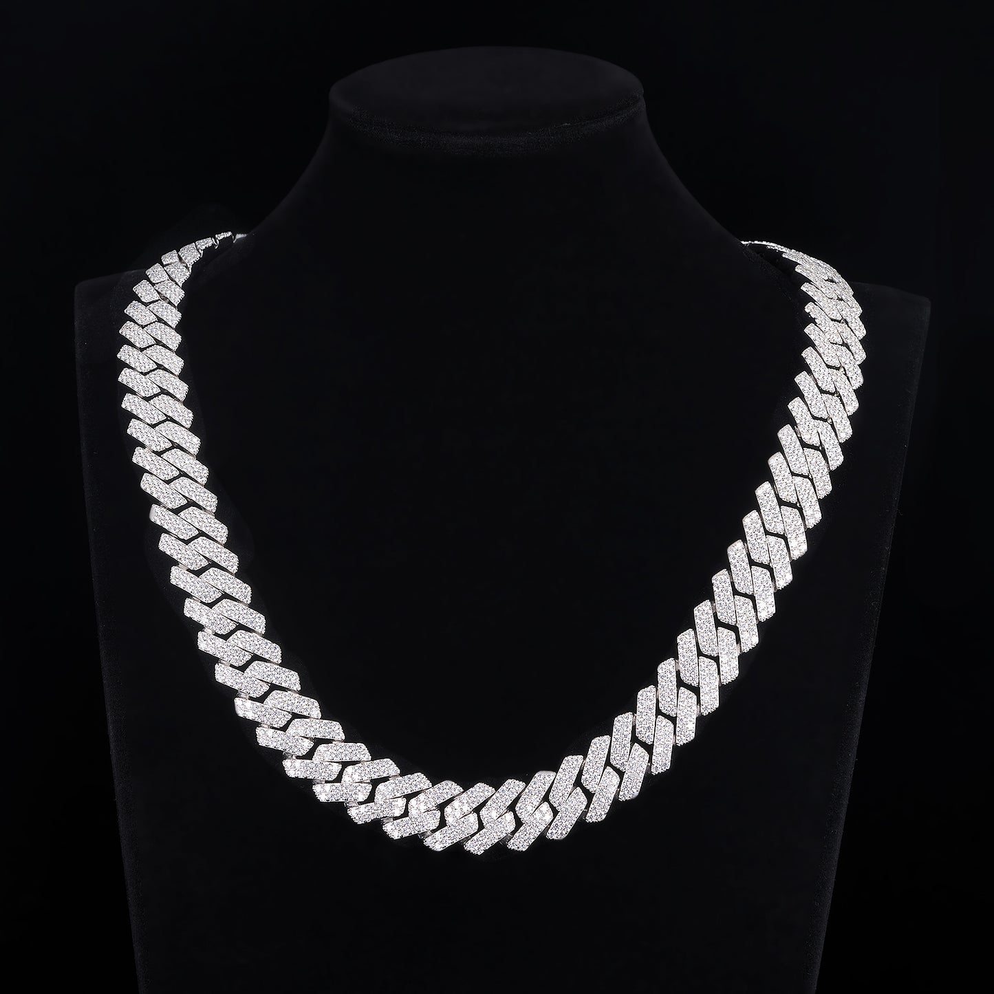MOISSANITE Prong 16mm Rounded Prong Cuban Link Chain Necklace Choker Bracelet,Solid 925 Sterling Silver,7"-24" Lengths,PASSES DIAMOND Tester