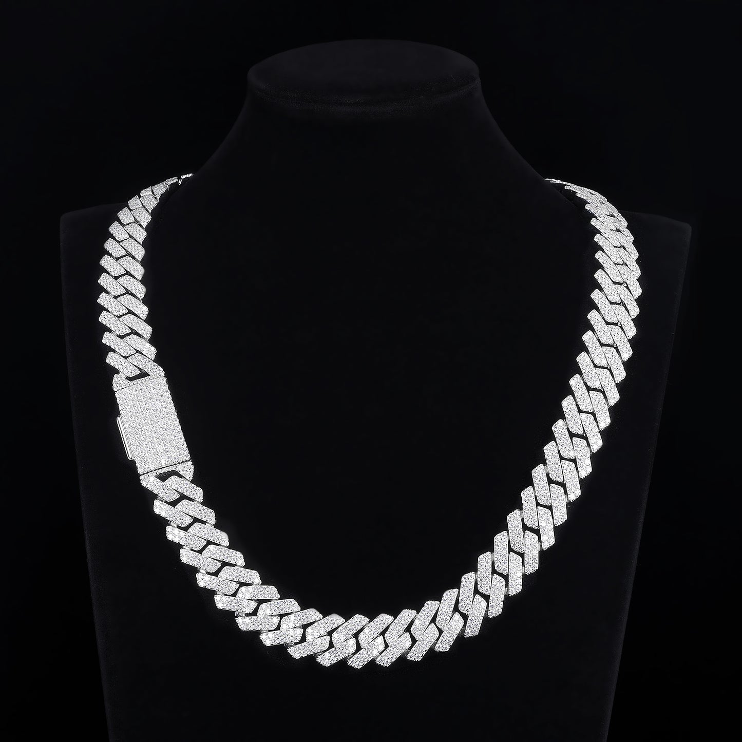 MOISSANITE Prong 16mm Rounded Prong Cuban Link Chain Necklace Choker Bracelet,Solid 925 Sterling Silver,7"-24" Lengths,PASSES DIAMOND Tester
