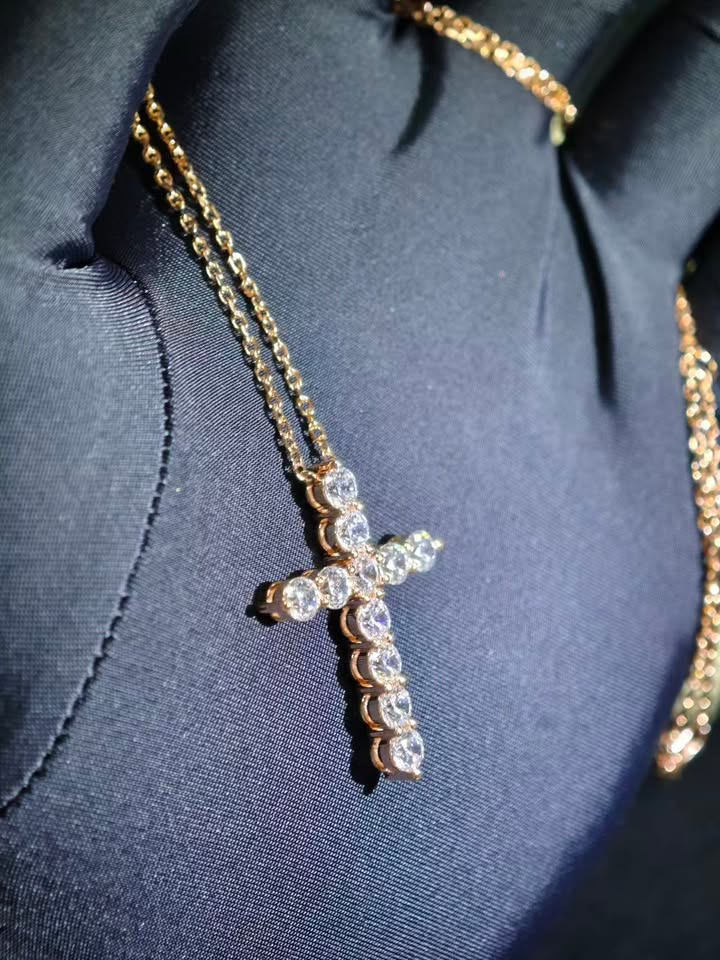 Cross Necklace Choker Solid 14K Gold Lab Grown Diamond necklace Choker chain (NK 1120) (Copy)