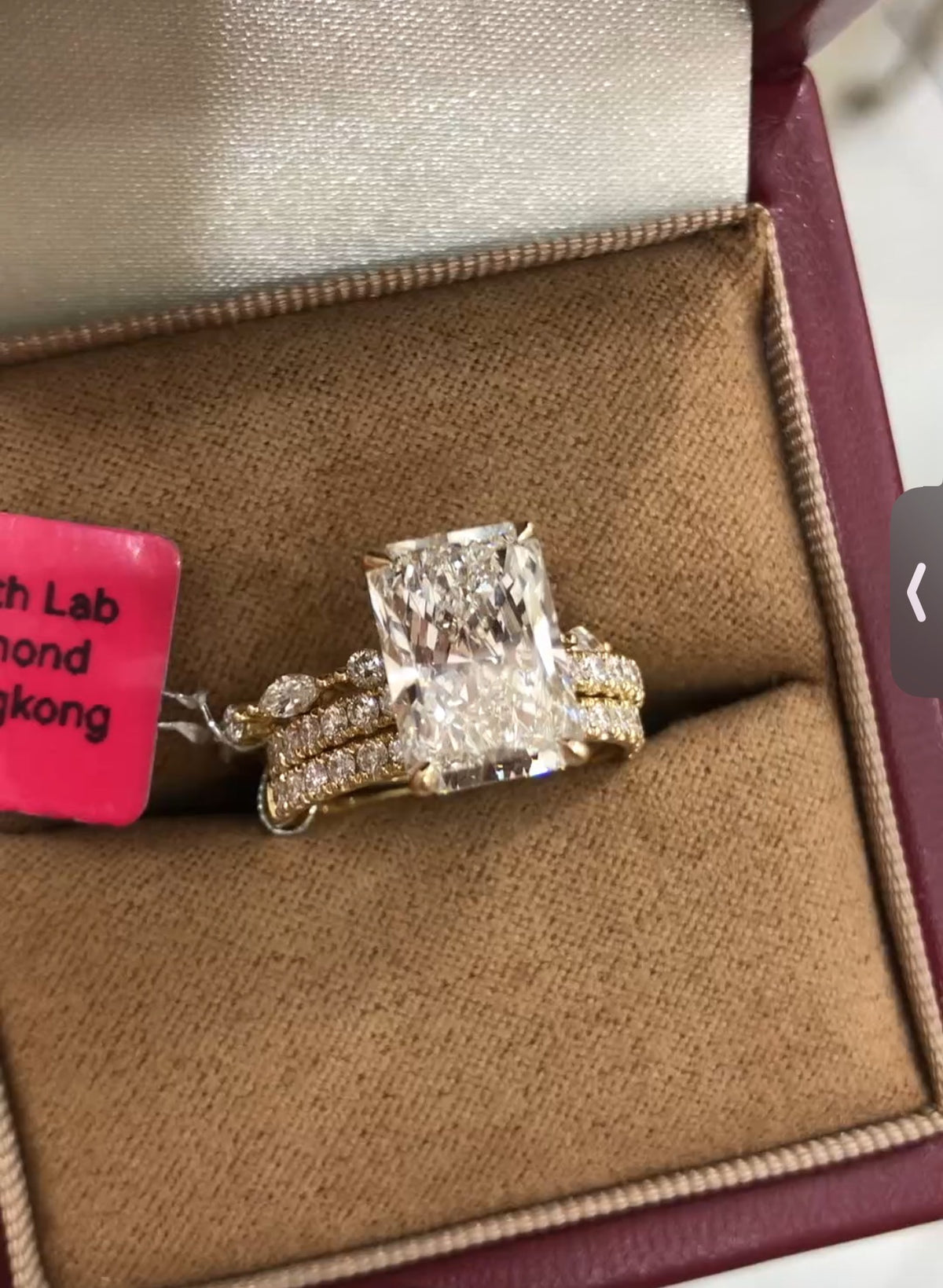 DEN TIKTOK LIVESTREAM 2-1  LINK , 1 ring solid 14K yellow Gold hidden halo 4CT,E VS1, Radiant Cut Lab Diamond ring IGI Certified,  size 6.5