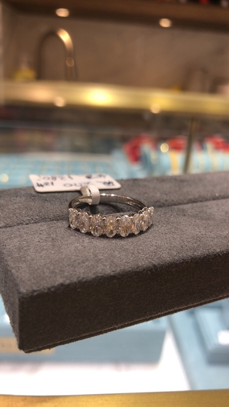 Tiktok Livestream Lab Grown Diamond half eternity Ring, 14K 1CT, F VS1, Lab pear cut size 6