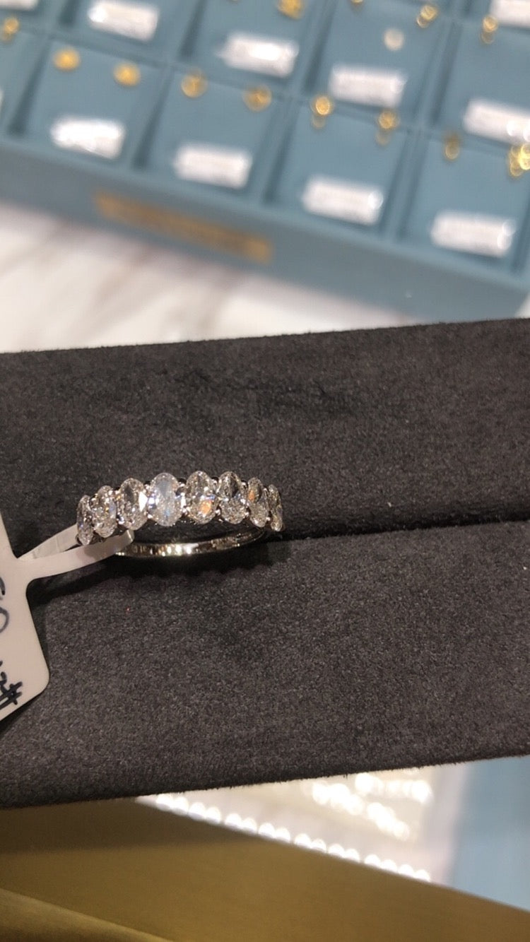 Tiktok Livestream Lab Grown Diamond half eternity Ring, 14K 1CT, F VS1, Lab pear cut size 6