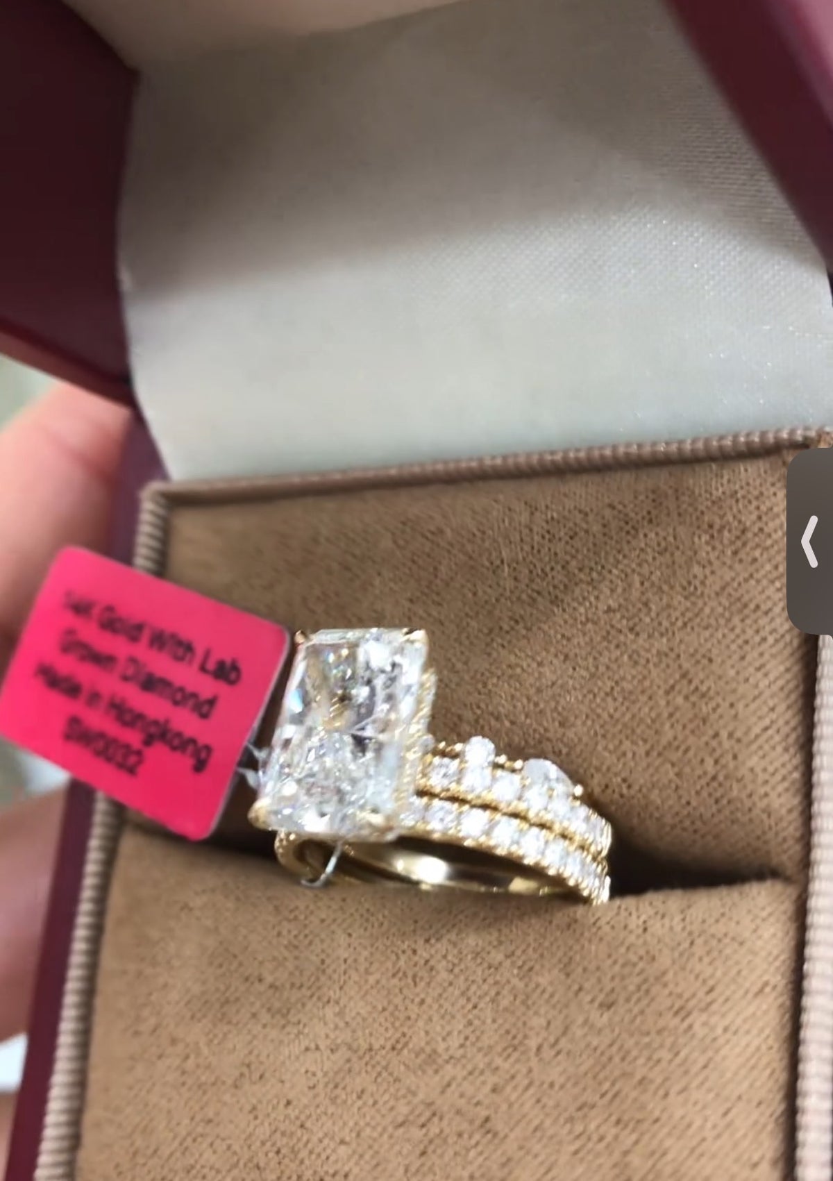 DEN TIKTOK LIVESTREAM 2-1  LINK , 1 ring solid 14K yellow Gold hidden halo 4CT,E VS1, Radiant Cut Lab Diamond ring IGI Certified,  size 6.5