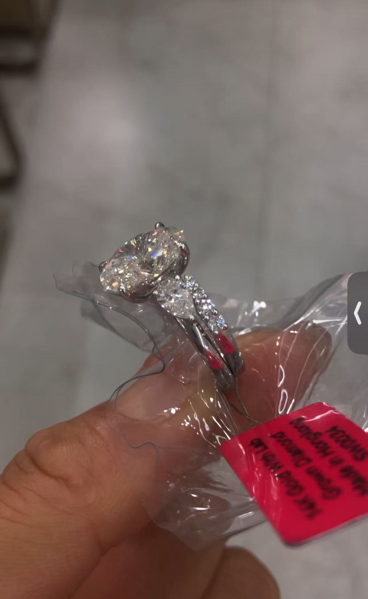 YO TIKTOK LIVESTREAM 2-1 LINK solid 14K white gold 5 CARATS Oval E color VS  Lab Grown Diamond Solitaire Ring with IGI certificate size 7.5 with a matching band side 2pcs pears