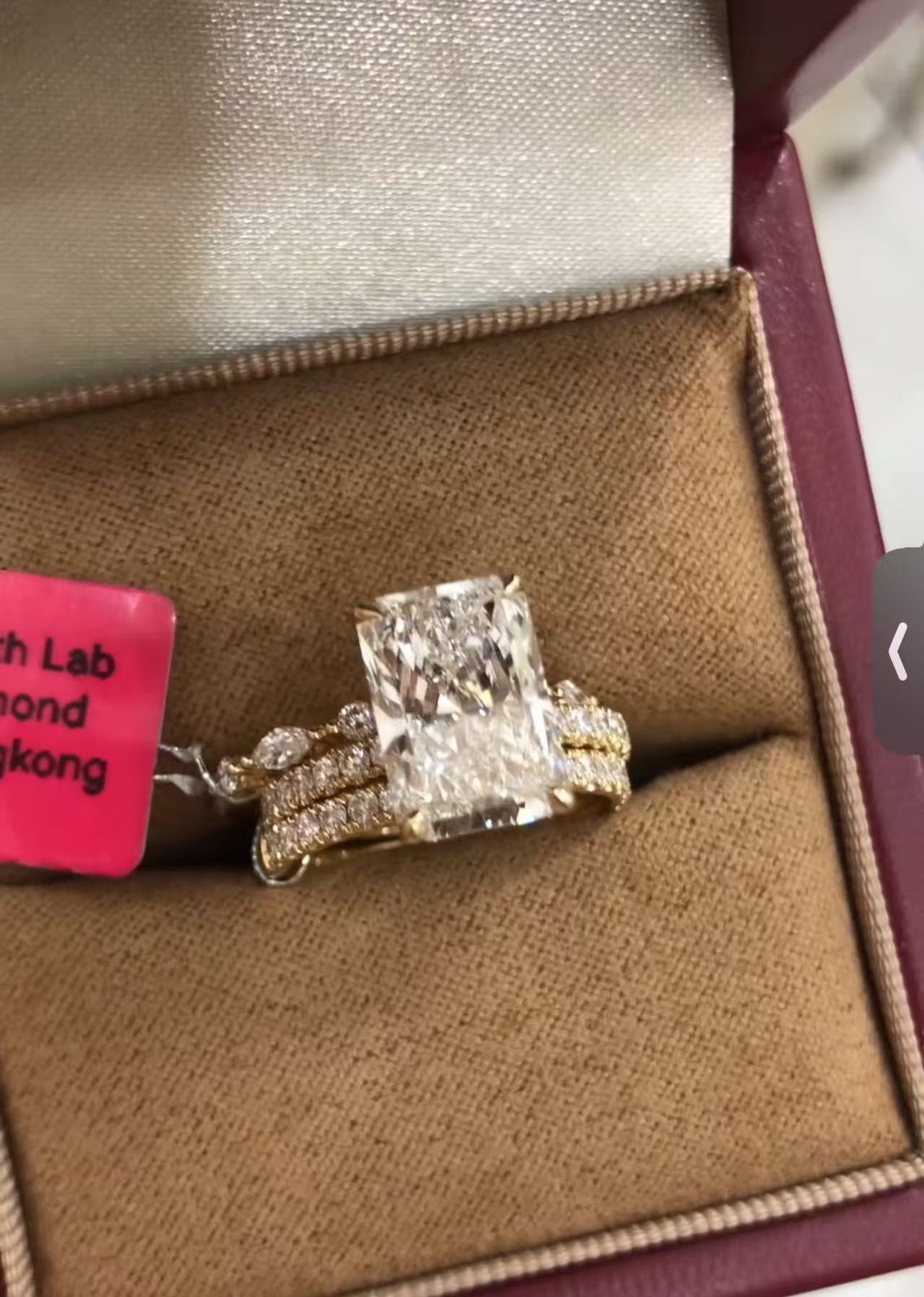 DEN TIKTOK LIVESTREAM 2-1  LINK , 1 ring solid 14K yellow Gold hidden halo 4CT,E VS1, Radiant Cut Lab Diamond ring IGI Certified,  size 6.5