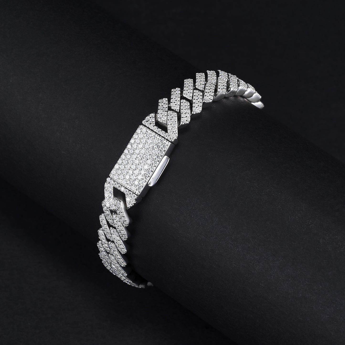 MOISSANITE Prong 10mm Rounded Prong Cuban Link Chain Necklace Choker Bracelet,Solid 925 Sterling Silver6.5"-24" LengthsPASSES DIAMOND Tester