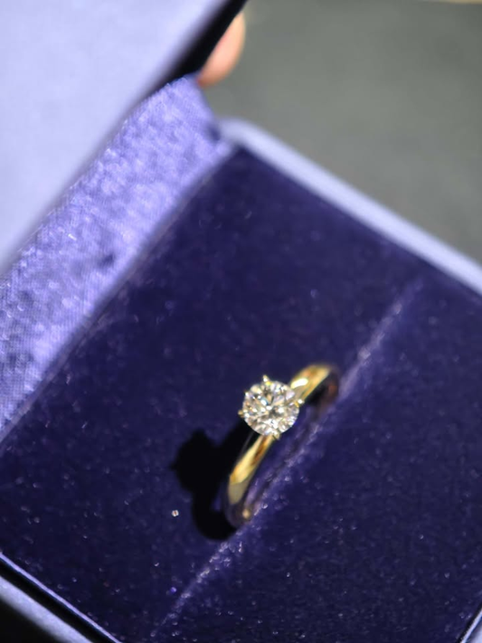 Canada 14K 0.6 Lab Grown Diamond Ring: Handmade 14K Yellow Gold plain Band Solid 14K 0.6ct Solitaire Lab Grown Diamond Solitaire ring Engagement Ring anniversary gift size8.5