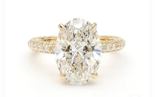 50% DEPOSIT LINK TIKTOK LIVESTREAM Oval cut ratio 1.56 14k yellow gold  7ct lab oval dimaond with IGI certificate size8 hidden halo 3d setting band 3-row setting band